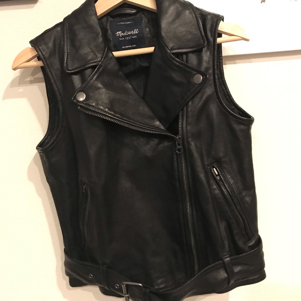 Madewell Black Leather Tour Vest (NWOT)